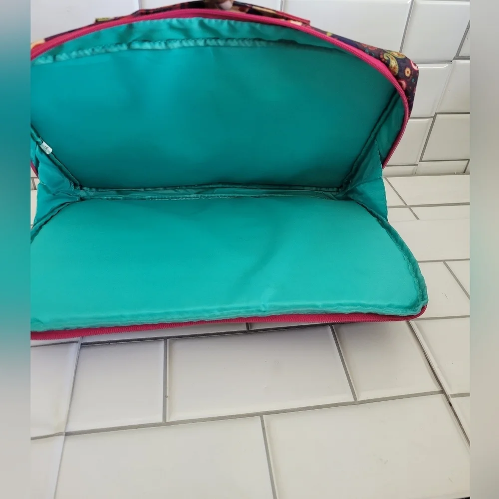 LILY BLOOM Colorful Shapes Paisley Print Laptop Carrying Case Double Zip Closure